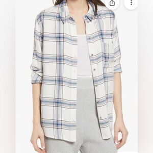 Treasure & Bond Boyfriend Casual Plaid Long Sleeve Shirt Size Medium